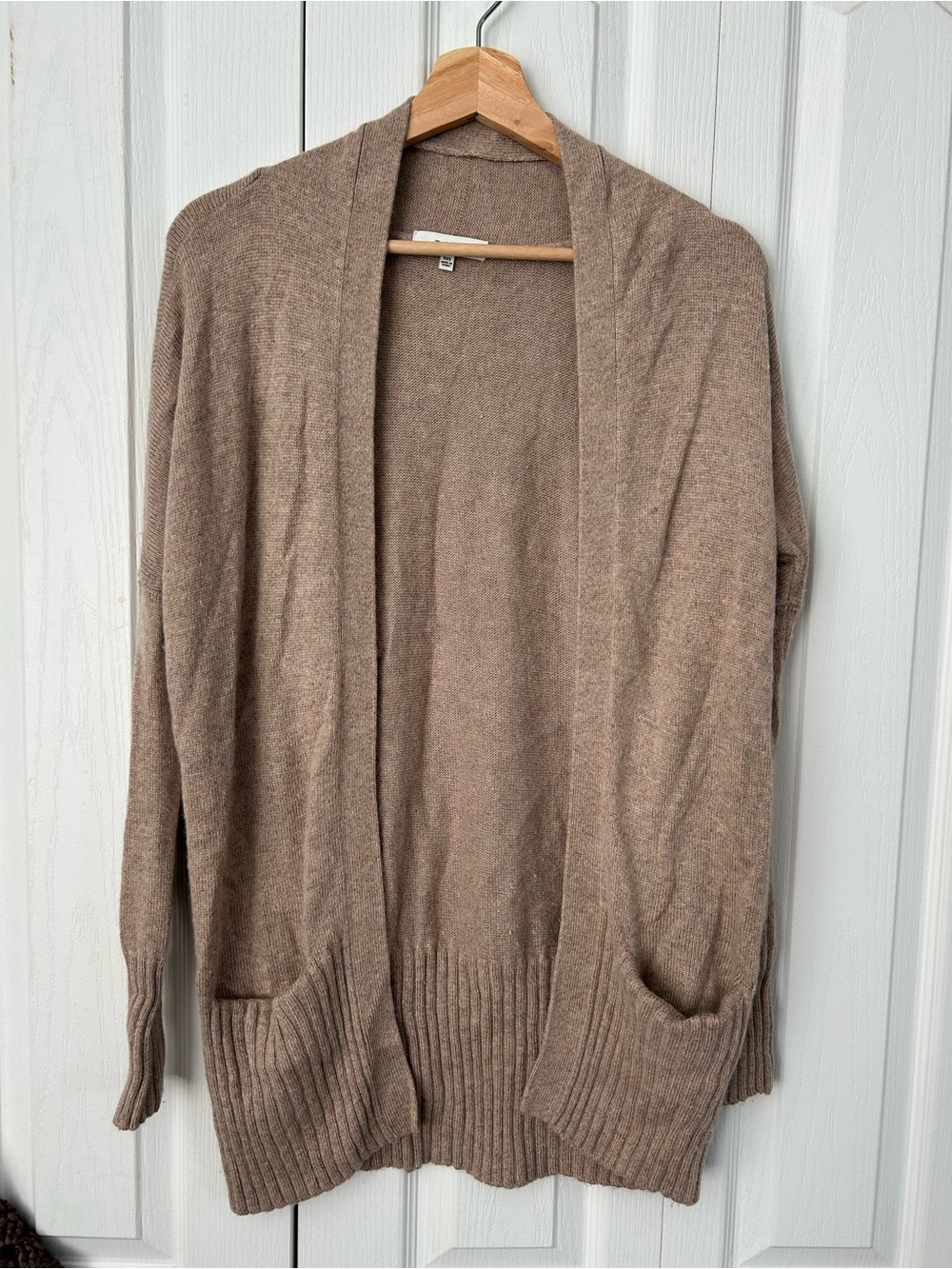 Talula Open-Front Cardigan Sweater in Taupe